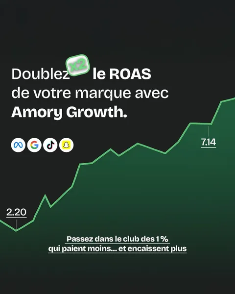 Publicité Meta Ads Amory Growth : « Doublez le ROAS de votre marque »