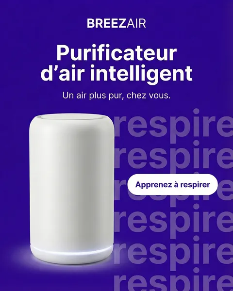 Publicité Meta Ads Breezair : « Purificateur d'air intelligent »