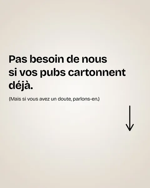 Publicité Meta Ads MesAdsMeta : « Pas besoin de nous si vos pubs cartonnent déjà »
