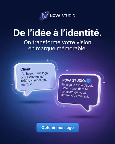 Publicité Meta Ads Nova Studio : « De l'idée à l'identité »