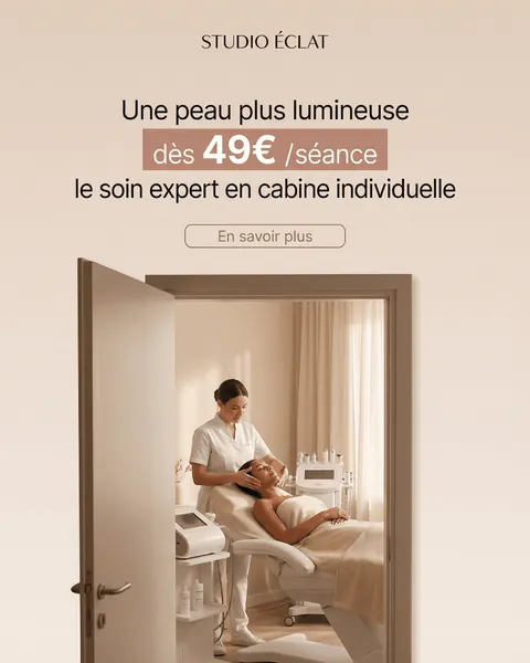 Publicité Meta Ads Studio Éclat : « Une peau plus lumineuse »